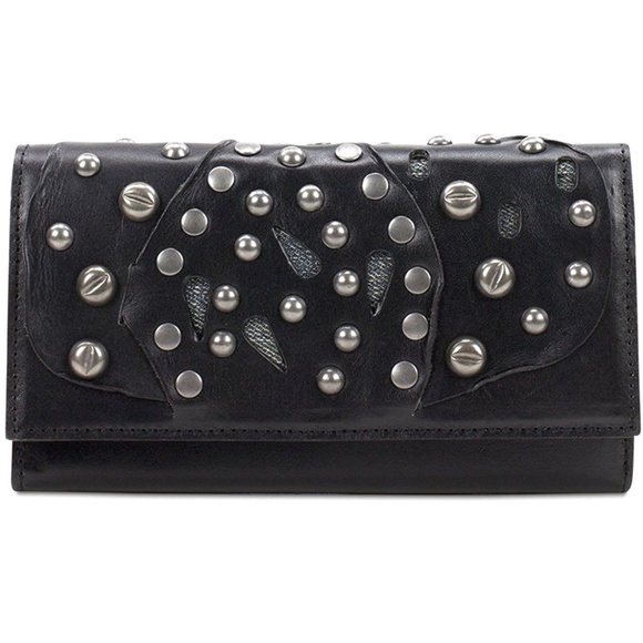 Studded Black Leather Wallet - Picture 1 of 8